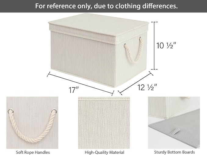 StorageWorks Storage Bins with Lids, Decorative Storage Boxes with Lid and Soft - Image 2