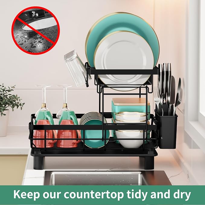 MOUKABAL Dish Drying Rack, 2 Tier Dish Rack, Large Dish Racks - Image 7