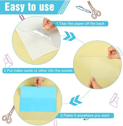 Outus 200 Pack 5 x 8.4 Inch Self Adhesive Label Pockets Bulk Plastic Labels - Image 7