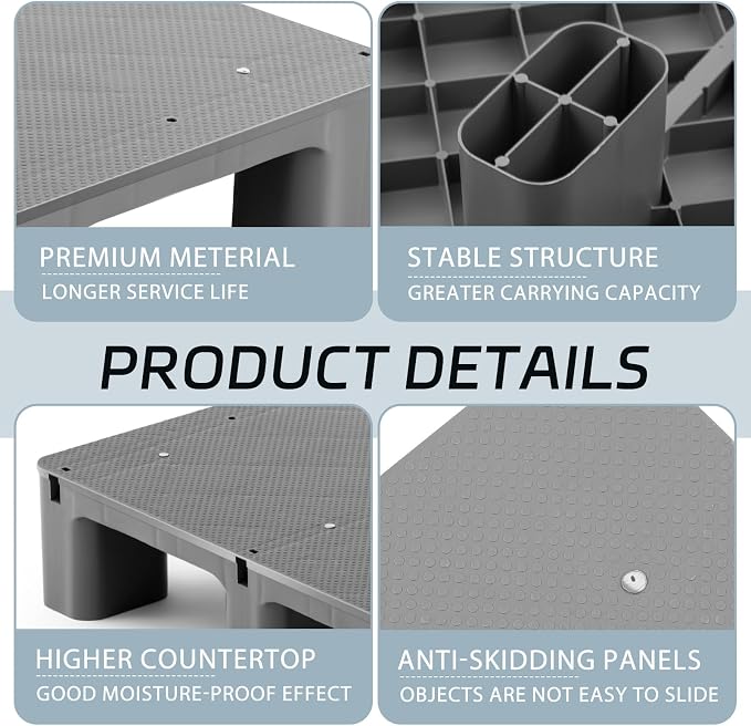 2 Pcs Plastic Pallet for Basement Storage Easy Stack Lightweight Floor Pallet - Image 3