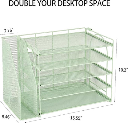 AUPSEN Green Desk Accessories Organizer, 5-Tier Letter Tray Paper Organizer - Image 7