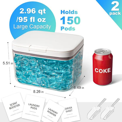 Dryer Sheet Holder and Laundry Pods Container, 2 Pack 2.96 qt. / 95 fl oz - Image 2