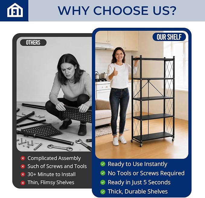 5 Tier Foldable Storage Shelf - Image 7