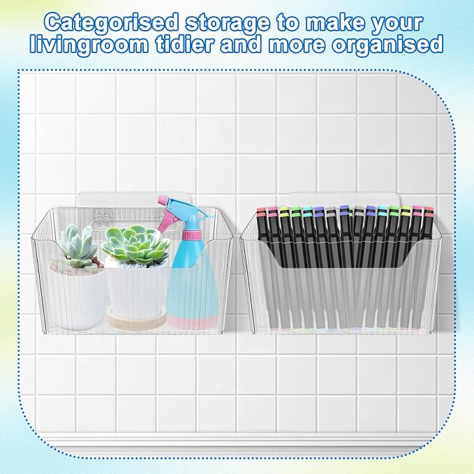 6Pcs Storage Organizer Bins Wall Mounted Organizer Basket Large Size Clear - Image 6