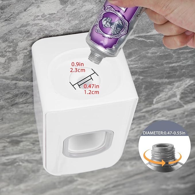 2 Slot Toothbrush Holder and Toothpaste Dispenser Wall Mounted, Automatic - Image 4