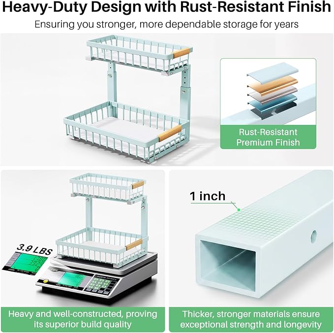Kitstorack Under Sink Organizer, 2 Tier Under the Sink Storage, Slide out Pull - Image 7