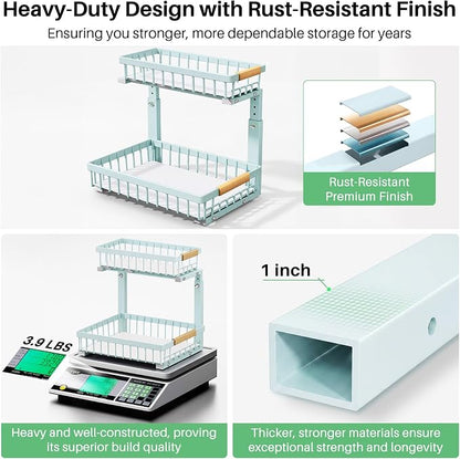 Kitstorack Under Sink Organizer, 2 Tier Under the Sink Storage, Slide out Pull - Image 7
