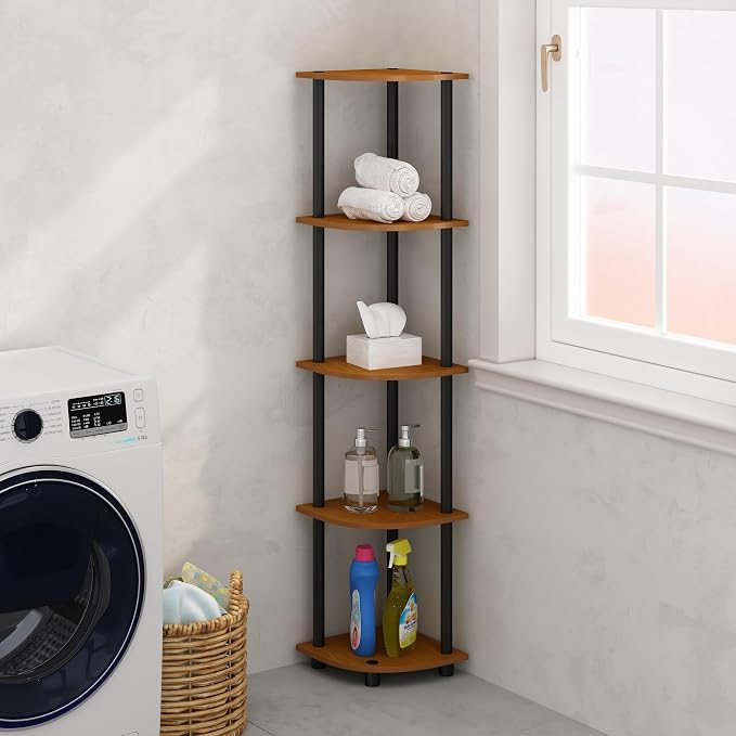 Furinno Turn-N-Tube Storage Shelves, 5-Tier Book Shelf, Corner Shelf - Image 2