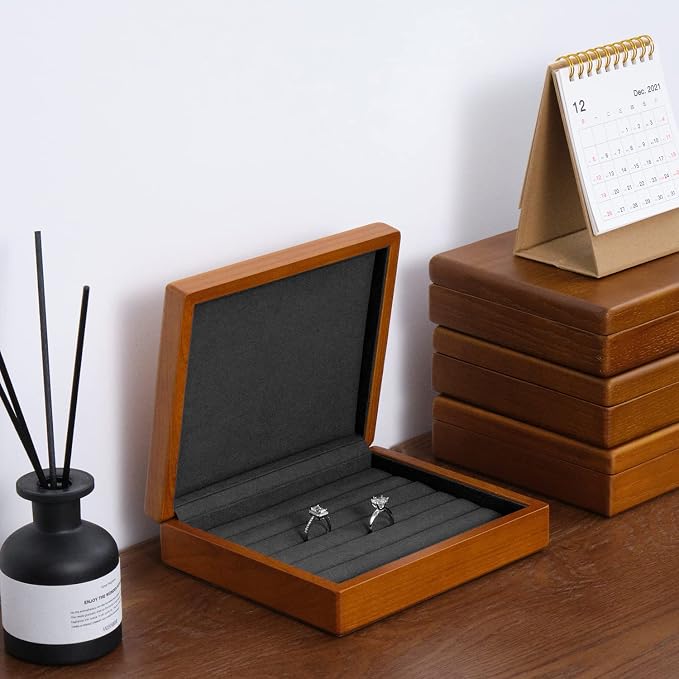 Oirlv Solid Wood Ring Jewelry Box Organizer Earrings Jewelry Drawer Organizer - Image 2