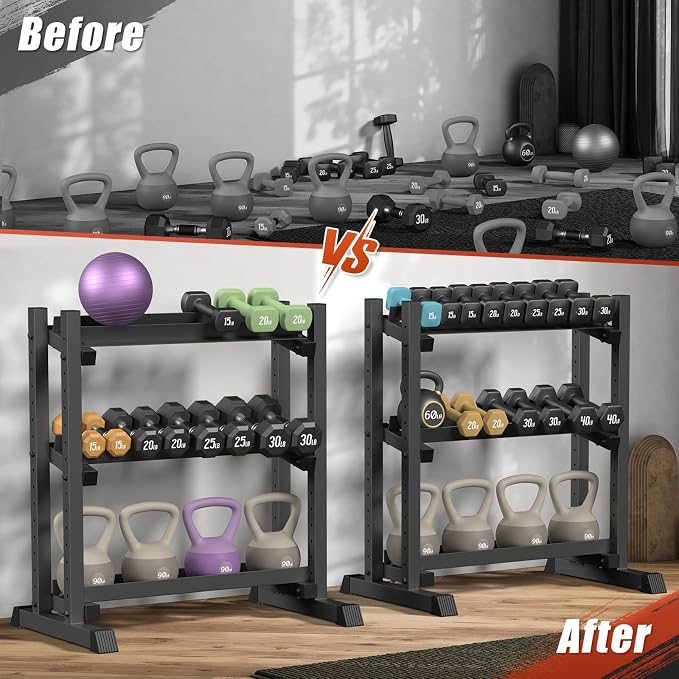 3-Tier Dumbbell Rack, 1100LB Capacity Adjustable Weight Rack - Image 7