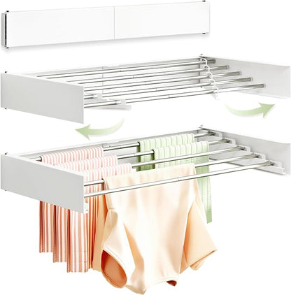 BOQORAD Clothes Drying Rack Wall Mounted 32“, Drying Rack Clothing Wall Mount by BOQORAD