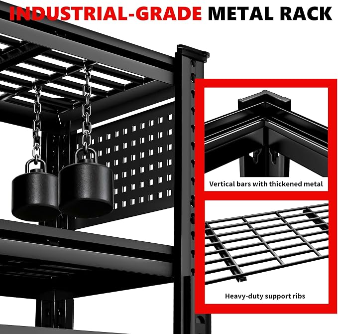 SILVEL 48.2" W Garage Shelving, 5000LBS Heavy Duty Metal Shelving, 2025 Grid - Image 7