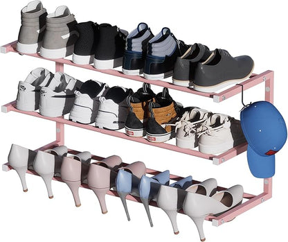 Wall Mounted Shoe Rack, 3 Tier Hanging Shoe Rack Holds 12 Pairs, Space Saving by HomeOrganizerandStorage