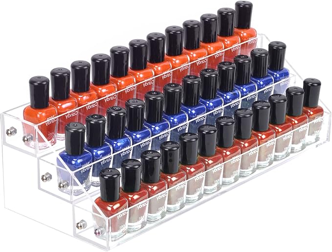 BTremary 3 Packs Clear Nail Polish Organizer Holder Shelf Rack, Acrylic Display by BTremary