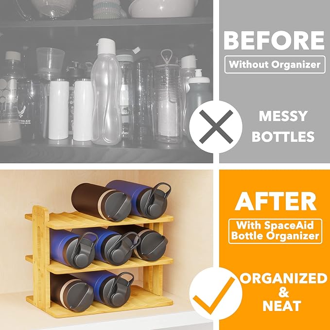 SpaceAid Bamboo Water Bottle Organizer - Image 2