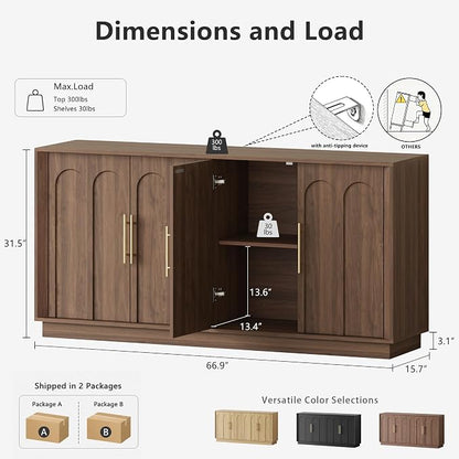FORTUNETEC 67" Sideboard Buffet Cabinet - Image 2