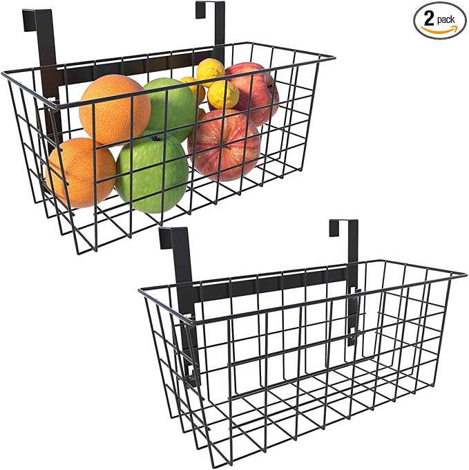 MaraFansie Hanging Kitchen Baskets Wire Storage Basket Over the Cabinet Door by MakeStorageMoreFun