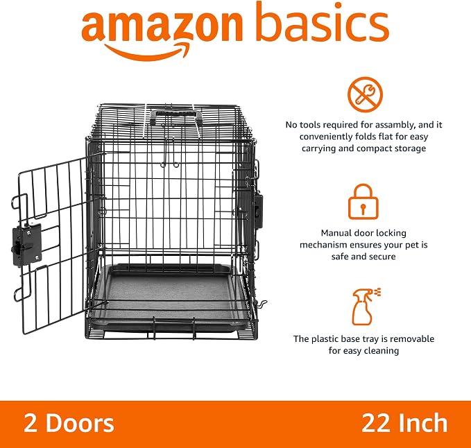 Amazon Basics Durable, Foldable Metal Wire Dog Crate - Image 2