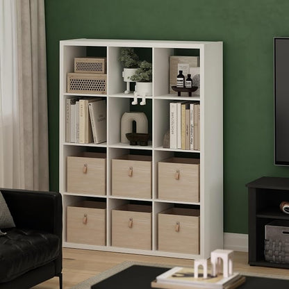 Furinno Cubicle Book Shelf, 12-Cube Bookshelf, Extra Thick Frame Reversible - Image 2