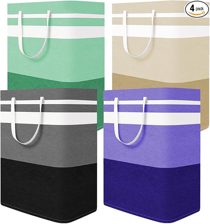 4-Pack Foldable Laundry Basket, Large Laundry Baskets by Kewjug