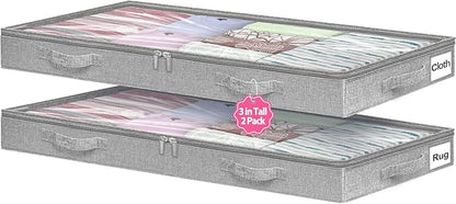 3-Inch High Under Bed Storage Containers, Low Profile Underbed Bins, NO RIGID by Boailydi