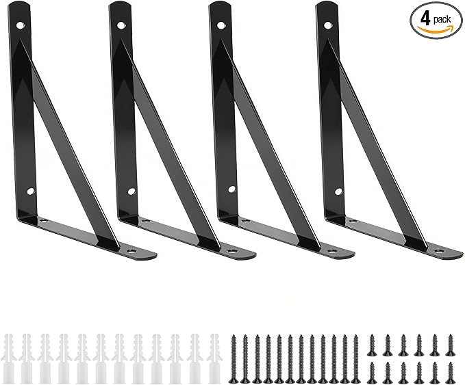4 Pack L 6" x H 4" Heavy Duty Shelf Brackets by Unknown