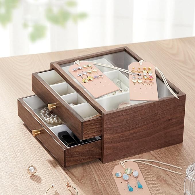 OLYCRAFT 7Pcs Portable Leather Earring Holders Pierced Earring Display Card - Image 7