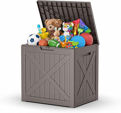 40 Gallon Waterproof Resin Deck Box, Outdoor Lockable Toy Storage Box Container by ATMELT