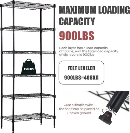 NChanmar 6-Tier Wire Shelving Unit Storage Shelves Metal Shelves 60"x23"x13" - Image 3