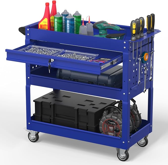 3 Tier Rolling Tool Cart on Wheels, 550 LBS Tool Cart by Cobinery