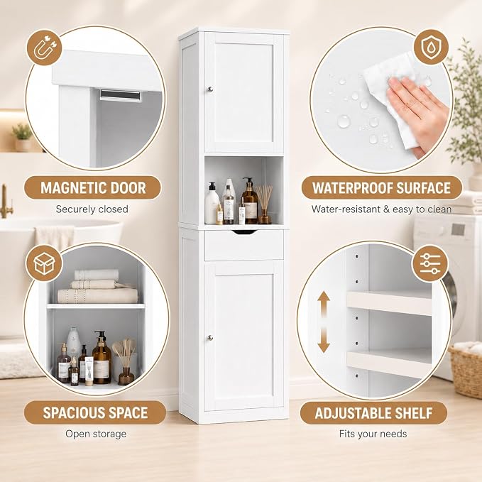 Walsunny Tall Bathroom Storage Cabinet - Image 4