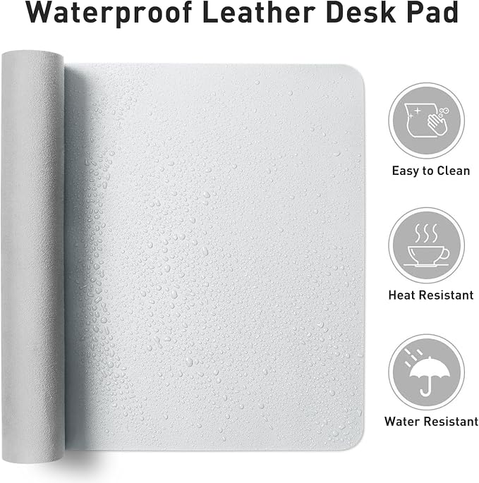 Aothia Leather Desk Pad Protector, Mouse Pad, Office Desk Mat, Non-Slip PU - Image 7