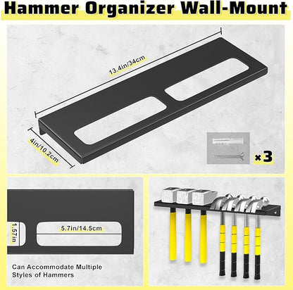 Wall Mount Screwdriver Organizer, Pliers Holder, Hammer Rack, Metal Storage - Image 2