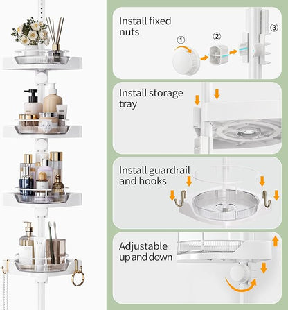 akinbas 360° Rotating Shower Caddy Tension Pole - Image 5