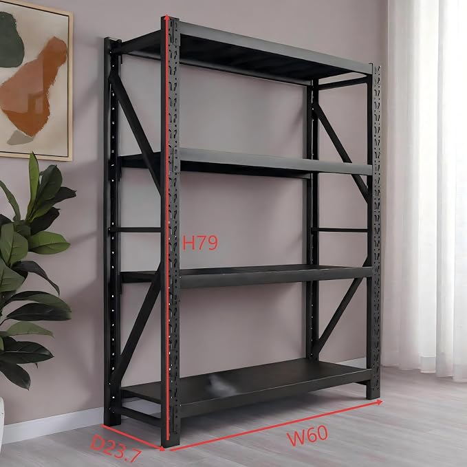 Heavy Duty Warehouse Shelving 4-Tier Industrial Steel Storage Shelves, 2600LB - Image 2