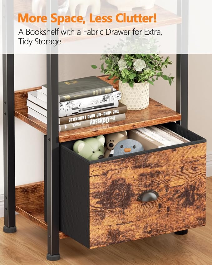Furologee 6 Tier Bookshelf, Tall Shelf - Image 6
