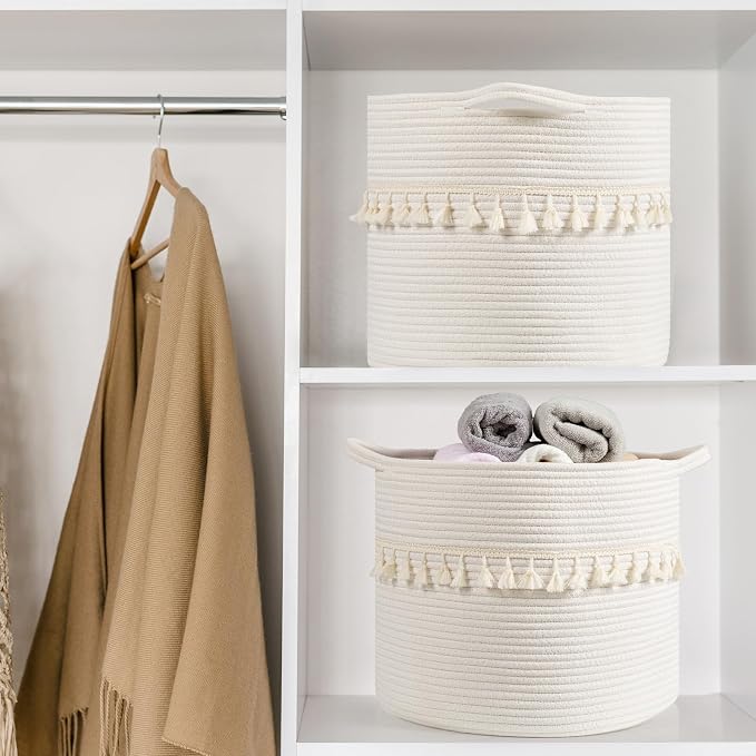 danpinera Baskets for Organizing, 3 Pack White Storage Baskets for Shelves - Image 4