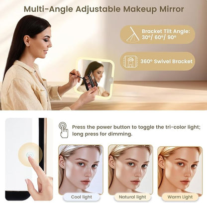 Makeup Train Case with Magnetic LED Mirror Makeup Organizer Box Travel Cosmetic - Image 7