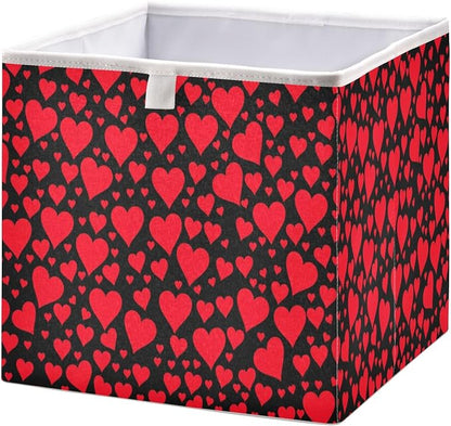 Eamless Pattern with Red Hearts Closet Organizers Storage Cubes Storage Bins by Unknown