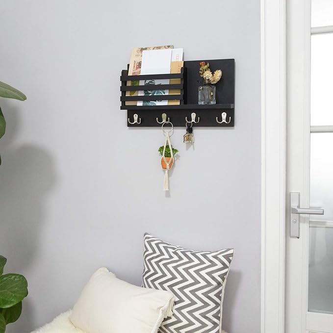 Dahey Wall Mounted Mail Holder Wooden Key Holder Rack Mail Sorter Organizer - Image 3