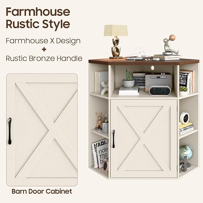 Corner Storage Cabinet, Farmhouse Corner Bookshelf - Image 7