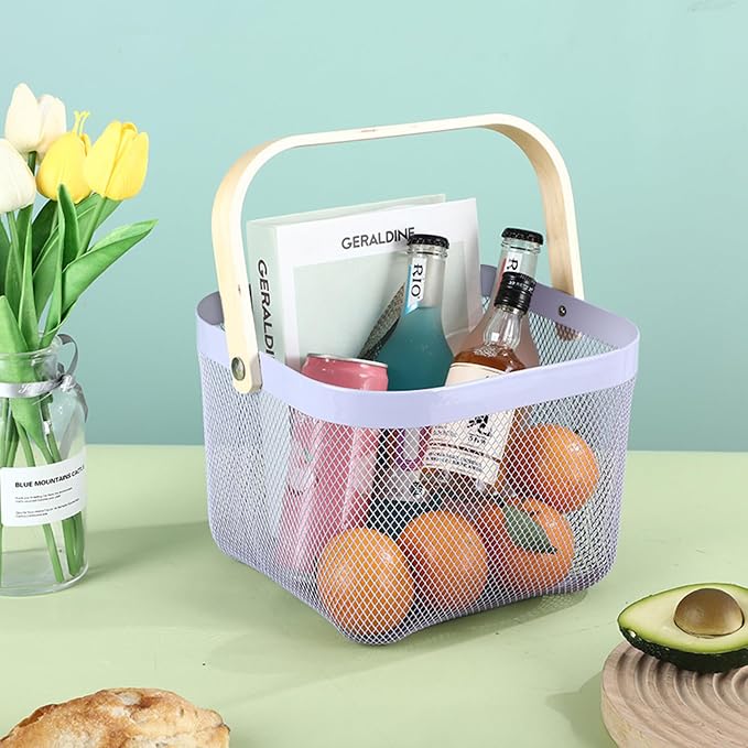 AJIODA Metal Mesh Steel Basket, Storage Organizer Basket Multi-functional - Image 3