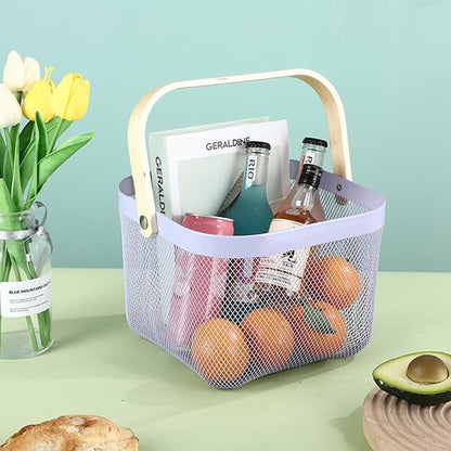 AJIODA Metal Mesh Steel Basket, Storage Organizer Basket Multi-functional - Image 3