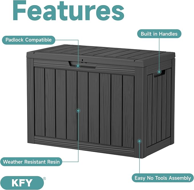 45 Gallon Waterproof Resin Deck Box, UV Resistant Outdoor Storage - Image 3