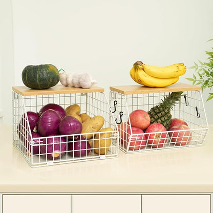 Mefirt White Fruit Bowl, 2-Tier Fruit Basket - Image 8