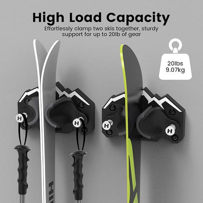 Hikeen Ski & Snowboard Wall Mount, Fits Any Ski or Snowboard, Ski Wall Rack - Image 5
