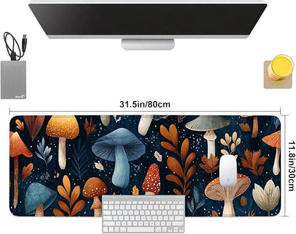 Mushroom Forest Mouse Pad – Large Extended Desk Mat 31.5 x 11.8 in– Autumn - Image 8