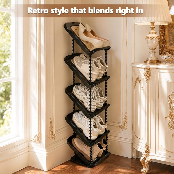 2 Pack Sloping Narrow Shoe Rack 5 Tiers - Image 6