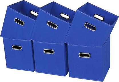 Black Fabric Cubby Storage Bins, Cube Organizer Bin Foldable Storage Boxes by Yunkeeper