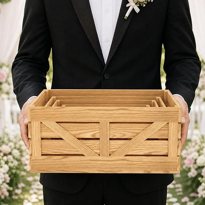 5 Pcs Wooden Crates for Display, Nesting Wood Crate for Storage, 5 Size | - Image 8